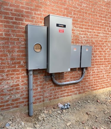 Exterior panel upgrade with transfer switch for future whole-home generator.