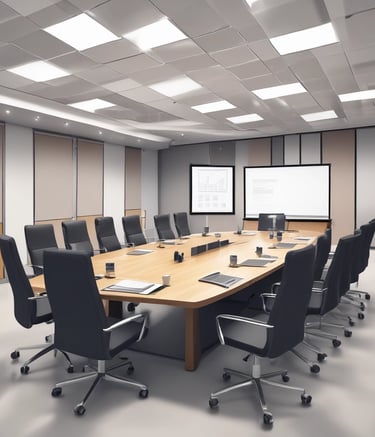 A professional consultation setting with a medical professional sitting at a desk facing a client. The room has a modern aesthetic with white walls decorated with framed certificates. The desk is organized with office supplies, a laptop, and a fruit bowl in the center.