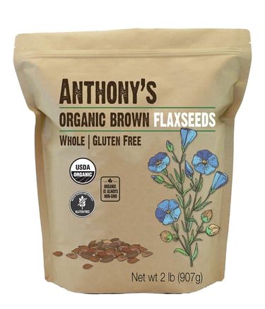a bag of organic flax seeds