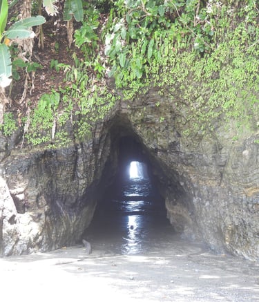 a tunnel cave at a beach