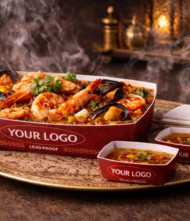 Food-grade paper food tray with leak-resistant coating, suitable for hot food takeaway hot packing
