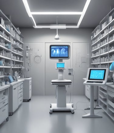 A shelf filled with various bottles of medication, each labeled with different drug names and dosages. The labels are primarily white with some colorful accents. The bottles vary in size and shape, typical of a pharmacy or medical supply setting.