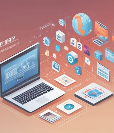 A graphic illustrating software solutions provided by mdm llc.