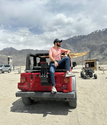 JEEP IN Katpana Cold Desert in Skardu, Pakistan