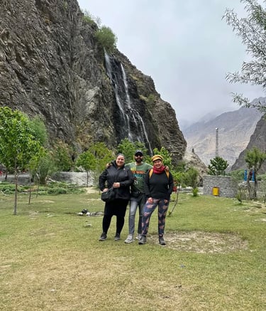 tourists in Manthoka waterfall skardu