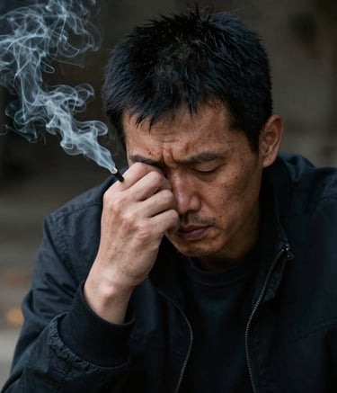 A calm individual meditating in a peaceful outdoor setting.