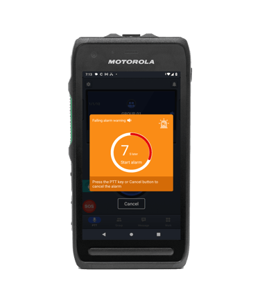 Motorola LEXL11 7 seconds before the "Man Down" alarm started
