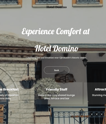 a hotel website design for hotel domino