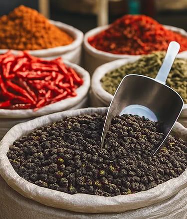 a variety of spices and spices from malaysia in a variety of different colors and sizes of spices