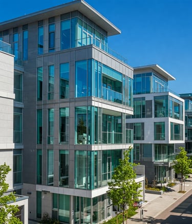 un immeuble de style moderne avec baies vitrées