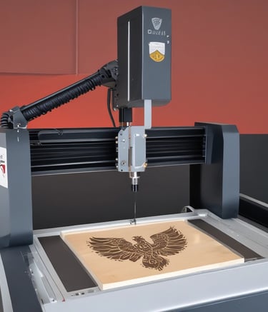 A 3D printer is actively printing a large, intricately designed object with a rope-like texture. The object features a gradient of colors, transitioning from a metallic pink to a deep purple.