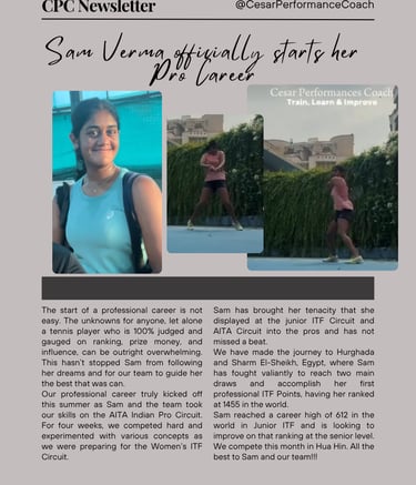 Cesar Peformance Coach Sam Verma starts her PRO career with a bang!