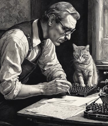 Cat supervises a writer