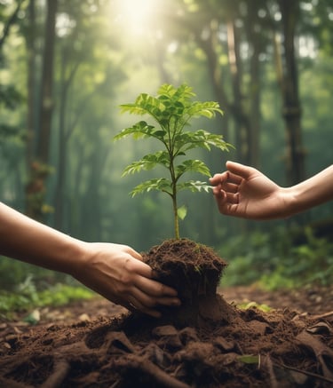 A vibrantly colored, psychedelic-style image features a vintage Volkswagen van parked in a park setting. The van's back is open, displaying various playful and quirky items such as plush toys, novelty signs, and decorative objects. An array of bright, colorful items are scattered around, including a purple box and vibrant masks or hats. The surrounding environment is surreal, with distorted color effects applied to the grass and trees.