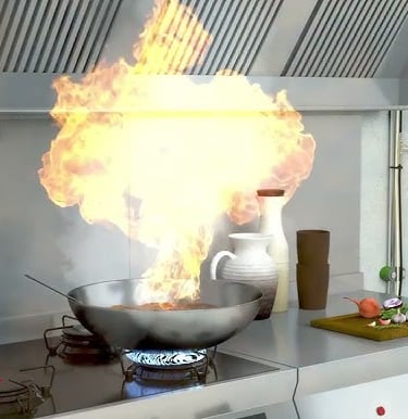 عند اكتشاف الحريق، يتم إطلاق مادة الإطفاء الكيميائية مباشرة على المنطقة الساخنة