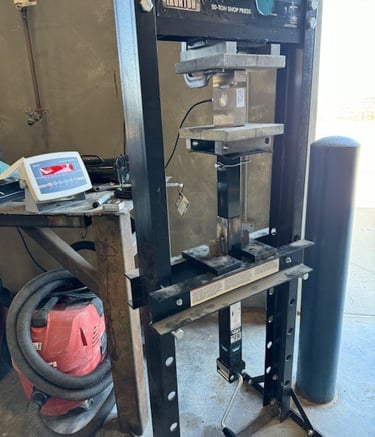 Load Testing Trailer Jack with Calibrated Load Cell