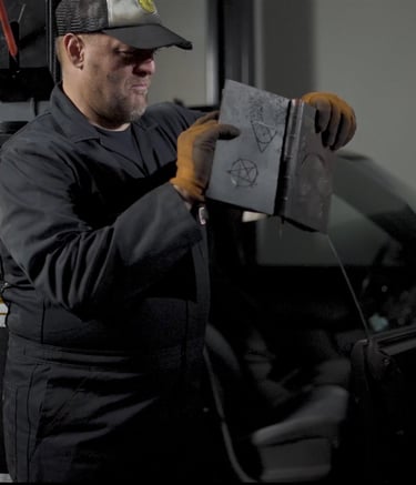 Joe Landry, Mechanic Looks at Book, Blood Guzzler, 2023