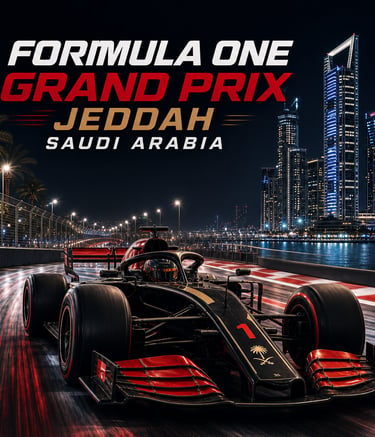 Formula One Grand Prix race F1 on Jeddah Corniche Circuit Saudi Arab فورمولا 1 في جدة السعودية