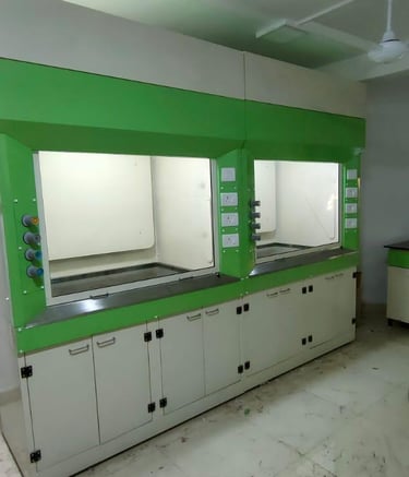 Custom fabricated fume hood for research lab