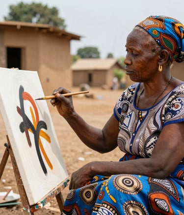A vibrant installation from a recent Arewa Art Fair exhibition, featuring bold colors and dynamic forms.