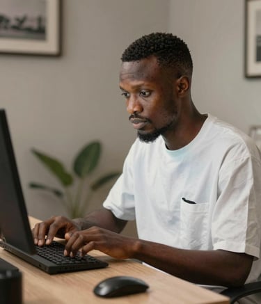 A contemporary gallery space featuring mixed-media artworks from emerging African artists.