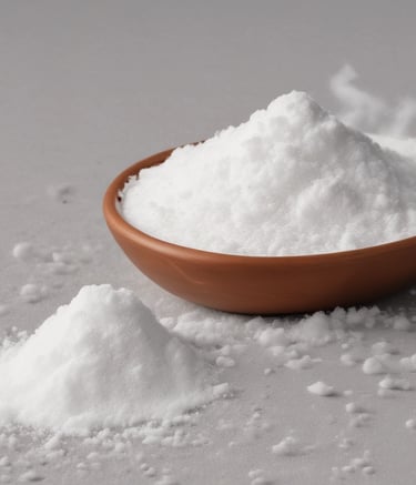 Crystalline indole compound displayed on a sleek black surface