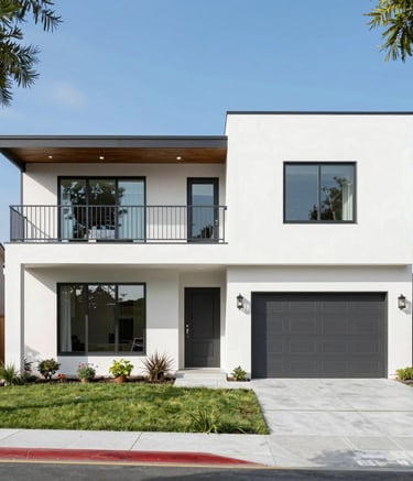 Image of a freshly painted commercial exterior with clean lines.