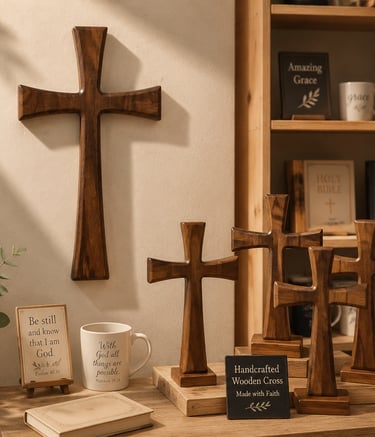 Wall crosses in church and Christian retail shops