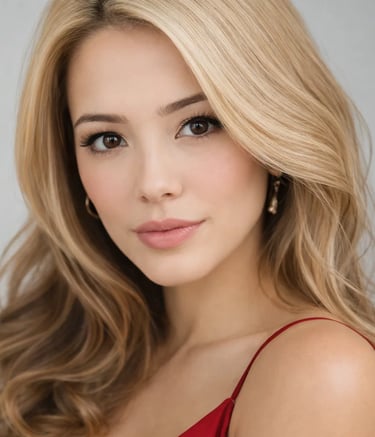 a woman in a red dress posing for a picture