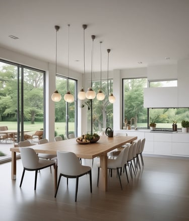 Interior bright living room with minimalist furniture and metal framework details.
