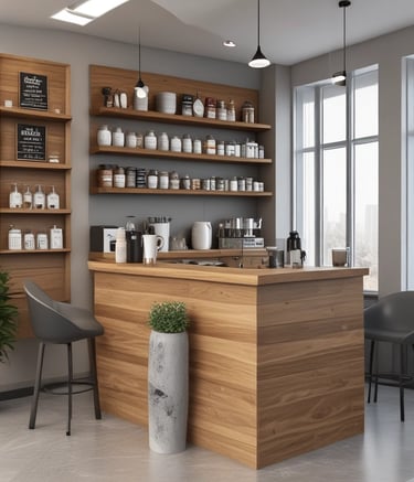 Elegant wood and metal furniture pieces arranged in a stylish living room.