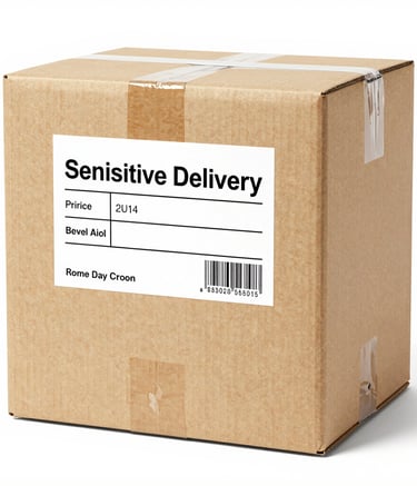 Close-up of a courier scanning a document package for same-day delivery.