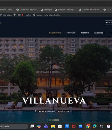 Resort de lujo Villanueva con una gran piscina y elegante arquitectura hotelera al atardecer