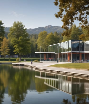 Green rooftop garden on a modern residential building
