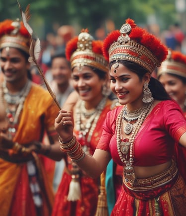 A vibrant stage setup during a cultural festival organized by Karwa Entertainment.