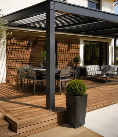 Terrasse bois et structure extérieure