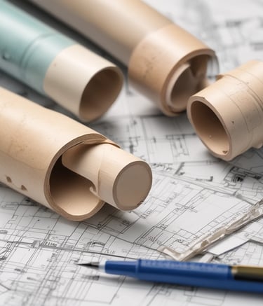 Close-up of hands submitting ADU permit documents at city office.