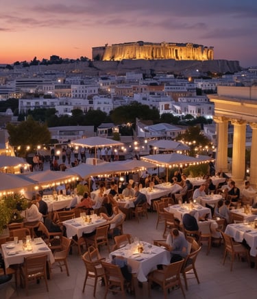 A hotel lobby with a digital display showing QR codes for nearby shops and services.
