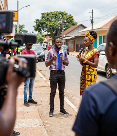 A vibrant cityscape at dusk, reflecting the urban vibe of the music.