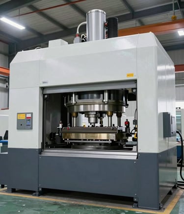 Close-up of a powerful milling machine cutting through steel.