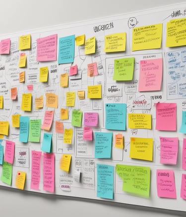 white board with post its