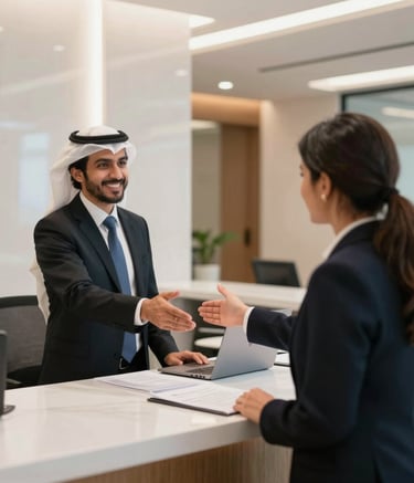 Close-up of hands exchanging signed documents in a formal setting.
