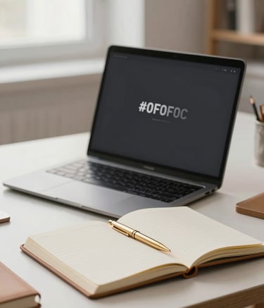 A high-end, professional academic workspace with a modern laptop, an open leather-bound journal, and a gold pen on a minimalist desk. The atmosphere is sophisticated and focused, utilizing the brand colors #0F0F0F and #B4936B in the desk accessories and soft lighting.