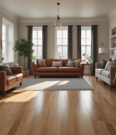 A cozy living room in a group home with patriotic decor and comfortable seating.