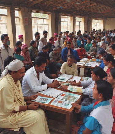 Volunteers leading a biodiversity campaign in a vibrant natural habitat.