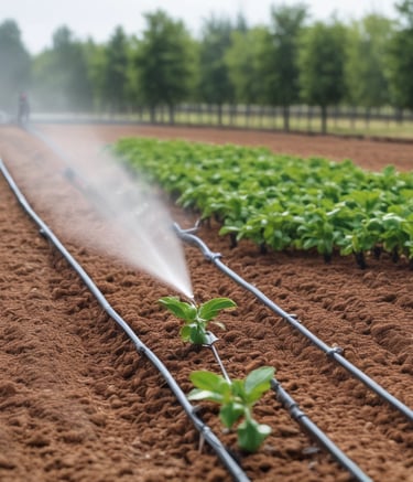 A serene farmland showcasing organic crops thriving under soft morning light.