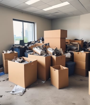 Team members loading furniture and boxes into a truck outside a residential home.