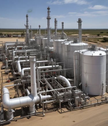 Close-up of petroleum products being loaded into tanker trucks.