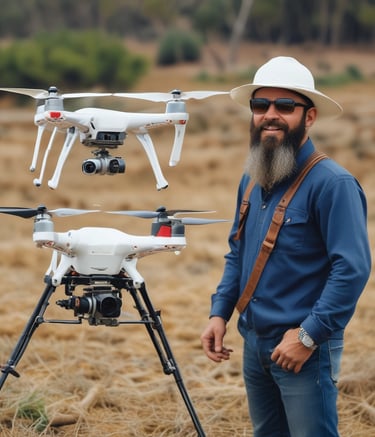 Team of valuers discussing a commercial property plan outdoors.