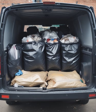 A van from Pioneer Clearance parked outside a typical Loftus home, loaded and ready.